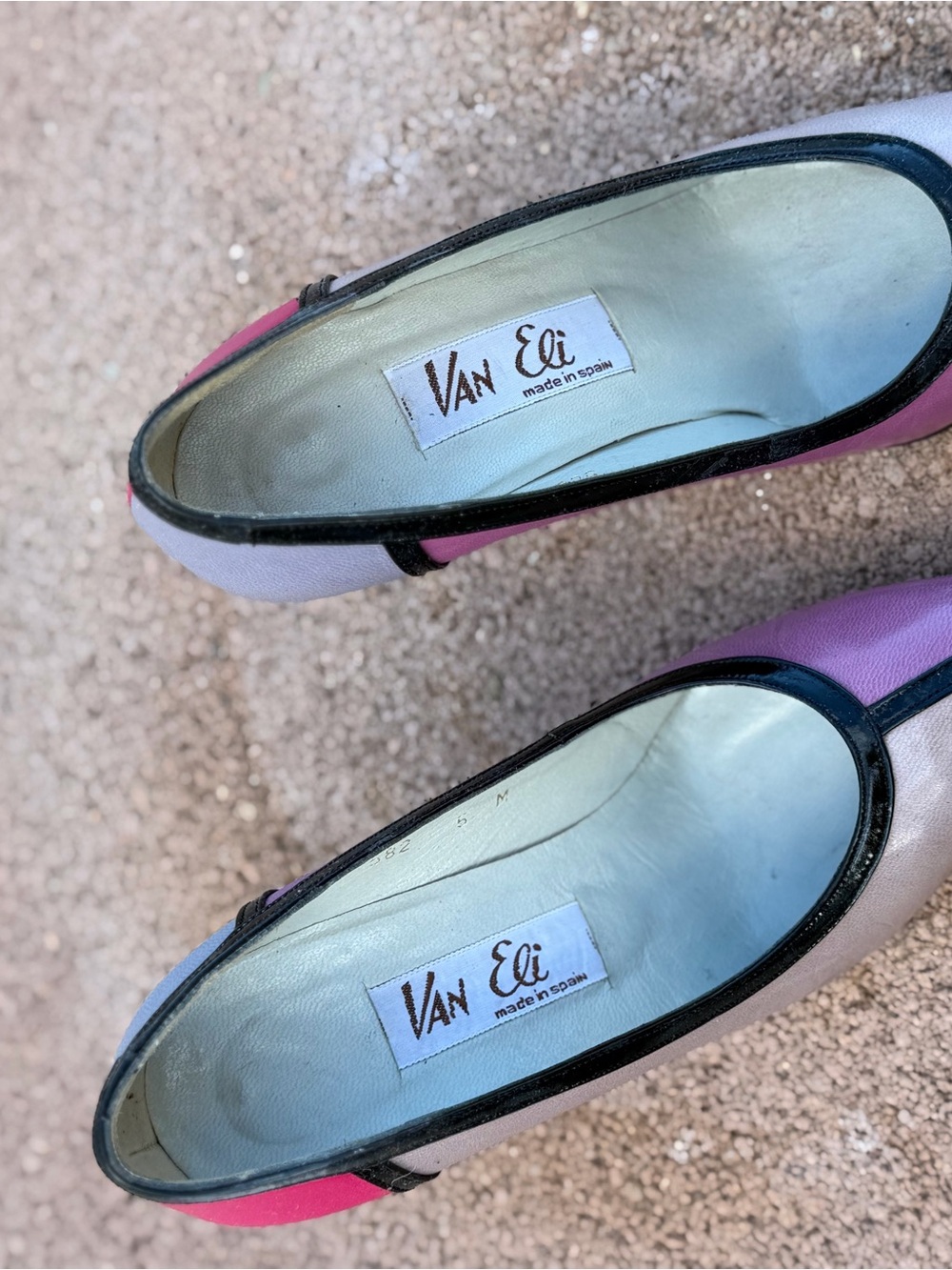 Van Eli Pink and Black Colorblock Ballet Flats